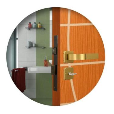 Imagem de Fechadura Para Porta Banheiro Lavatório Trava Interna Roseta Módena Br