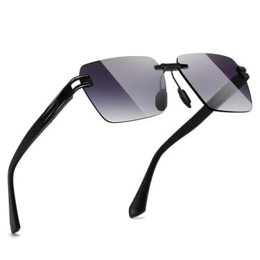 Imagem de SUNGAIT Óculos de sol retangulares sem aro quadrados sem moldura para homens e mulheres Y2K proteção UV vintage, Lente gradiente preta/cinza, 0