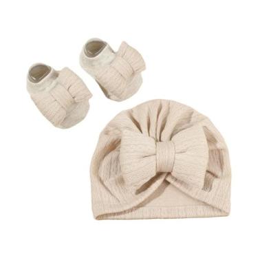 Imagem de Conjunto De Meias E Chapéu De Algodão Para Bebês Meninas Recém-Nascida