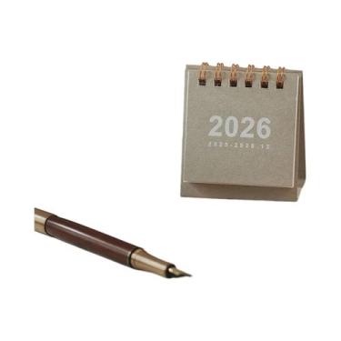 Imagem de Calendário De Mesa Mini Portátil Em Cores Sólidas, Estilo Casual, Orna