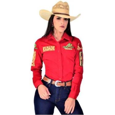 Imagem de Camisa Bordada Radade Feminina Country Green Team, Vermelho, EGG