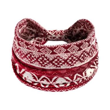 Imagem de Faixa De Cabelo Feminina Boho Com Estampa Floral, Larga, Antiderrapant