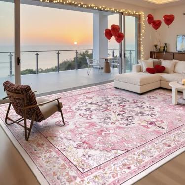 Imagem de U'Artlines Tapete rosa 22,5 x 30,5 cm, grande, lavável, macio, para sala de estar, quarto, sala de jantar, escritório, tapetes internos para decoração de casa