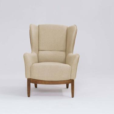 Imagem de Poltrona para Sala de Estar Base em Madeira Milena Mescla Terracota /  Marfim