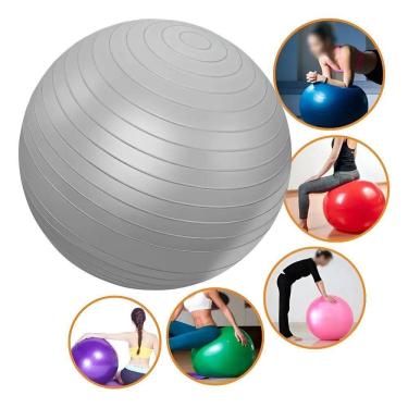 Imagem de Bola Academia 65Cm Alongamento Boa Postura + Bomba D Cinza