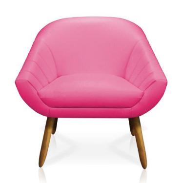 Imagem de Poltrona Giovana material sintético Pink Pés Palito Castanho - D'Rossi