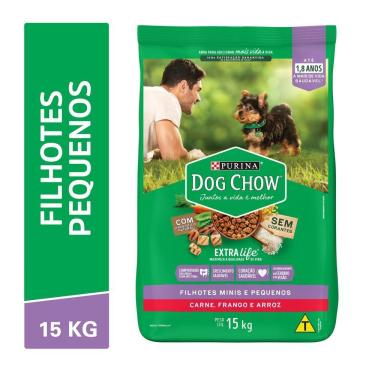 Imagem de Ração DOG CHOW Cães Filhotes Minis e Pequenos Frango e Arroz 15kg