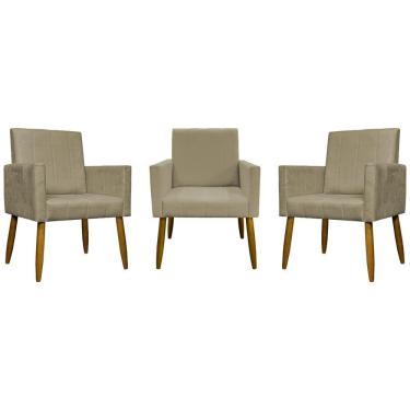Imagem de Kit 3 Poltronas Decorativas Confortáveis Mari - Nude Suede