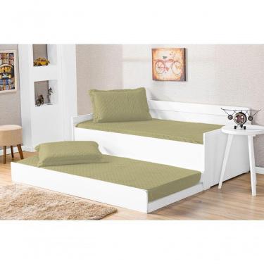 Imagem de Cobre Leito Bicama Com Porta Travesseiro Pratico Solteiro 2 Pecas - Caqui