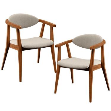 Imagem de Kit 02 Poltronas Para Sala De Estar Cecília B04 Linho Cru