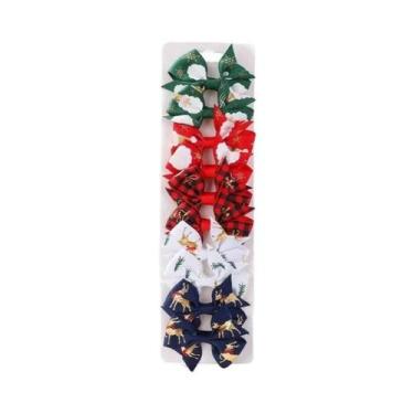 Imagem de Presilhas De Cabelo Com Estampa De Papai Noel Para Meninas, 10 Peças, 
