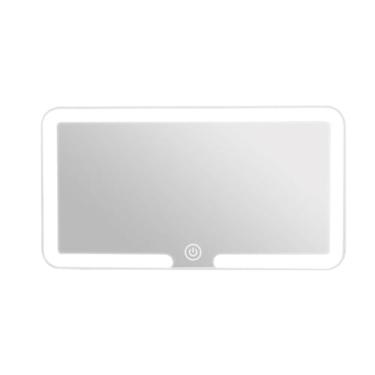 Imagem de Viseira de sol universal para carro com luzes LED e escurecimento de toque - Vamotto LED recarregável espelho de maquiagem de viagem para carro, caminhão, SUV, 3 modos de cores (branco)