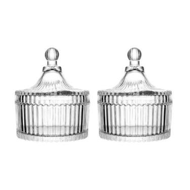 Imagem de Kit 2 Potiches Bomboniere De Cristal Estilo Carrossel 10cm - Lyor