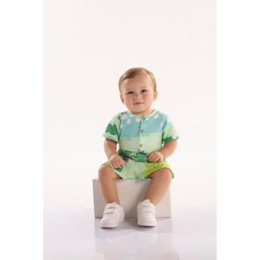 Imagem de Macaquinho Dinos para Bebê Menino em Meia Malha Três e Já, Verde, G