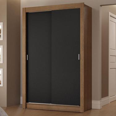 Imagem de Guarda-roupa Solteiro 2 Portas Correr 2 Gavetas Rustic/preto