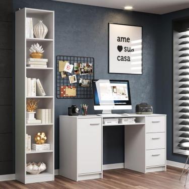 Imagem de Escrivaninha com Estante Livreiro Branco Alaska Madesa