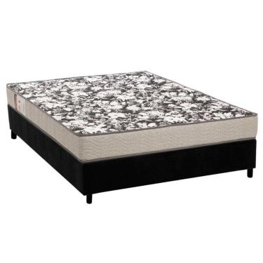 Imagem de Cama Box Casal: Colchão Espuma Ortobom Physical Ultra Resistente + Base Crc Suede Black(138x188)