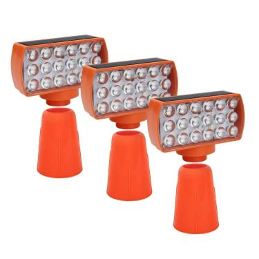 Imagem de Sinalizador Solar Viario Kit 3 Duas Cores Cone Alerta Noturna Obra Rodovia Seguranca Alerta Estrada Avenida Transito