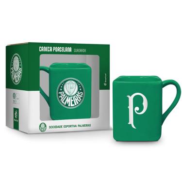 Imagem de Caneca Porcelana Quadrada BrasFoot Palmeiras 220 ML Licenciada Verde
