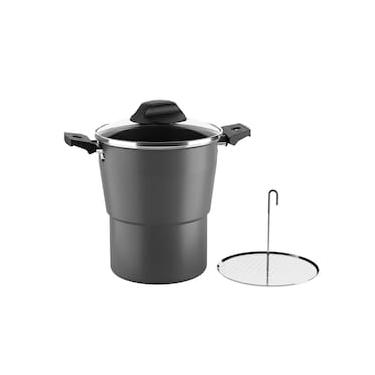 Imagem de Cuscuzeira Brinox Especiarias Antiaderente Pro-Flon 2L 16cm Tampa Vidro Preto
