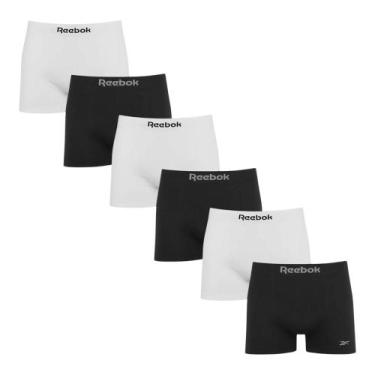 Imagem de Kit 6 Cuecas Boxer Reebok Sem Costura Masculina - Branco e Preto GG, B