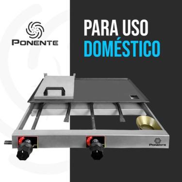 Imagem de Chapa Para Lanche Com Prensa Inox á Gás 2 Bocas 30x60cm Ponente