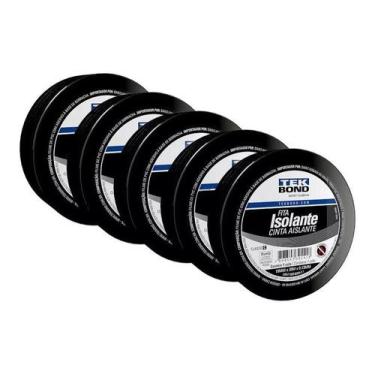 Imagem de Kit 5 Fita Isolante Uso Geral Antichamas 19mm X 20m Tekbond
