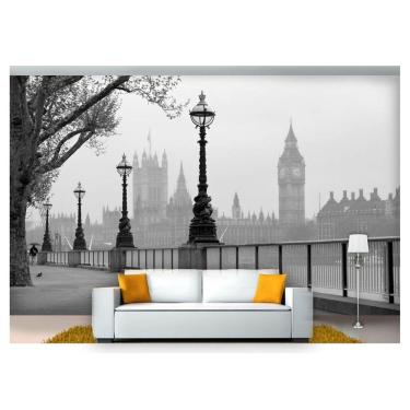 Imagem de Papel De Parede Praça Londres Preto Branco 3D Ncd160