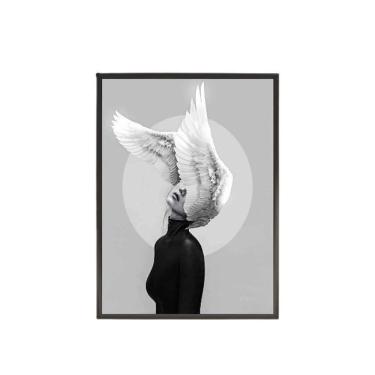 Imagem de Quadro Decorativo Mulher Com Asas Na Cabeça 34x23cm