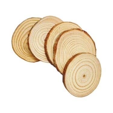 Imagem de Fatias De Madeira Redondas De Pinheiro Natural Não Acabadas, 3-12cm De