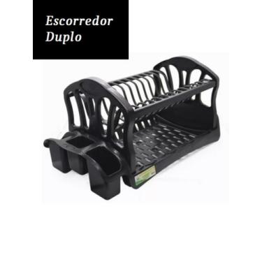 Imagem de Escorredor de louça duplo preto / branco - N.variedades, Preto