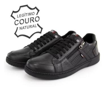 Imagem de Sapatênis Masculino Com Zíper Lateral De Couro - BR2, Preto, 41