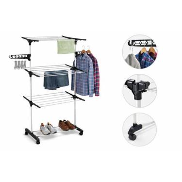 Imagem de Varal de Chão Dobrável com Rodinhas 3 Andares Alta Resistência Multius