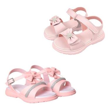 Imagem de Kit 2 Pares Sandalia Infantil Leve Strass Perola Feminina - Biri Kids,