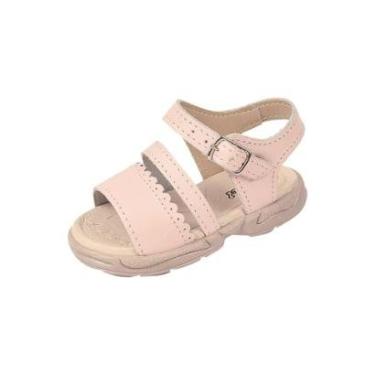 Imagem de Sandália Ortopédica Infantil Couro Menina Detalhes Rosa-Feminino