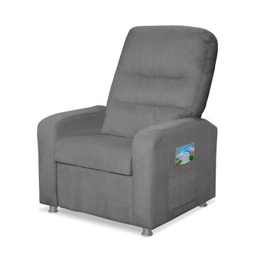 Imagem de Poltrona Do Papai Reclinável Fibra Siliconada Veludo Suede Cinza SMF Decor