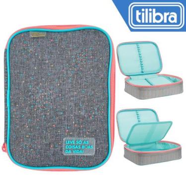Imagem de Estojo Box Jumbo Tilibra Escolar Grande Académie Dots Cinza