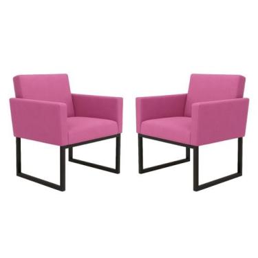 Imagem de Kit 2 Poltronas Decorativas Reforçada Para Salão E Barbearia - Móveis 