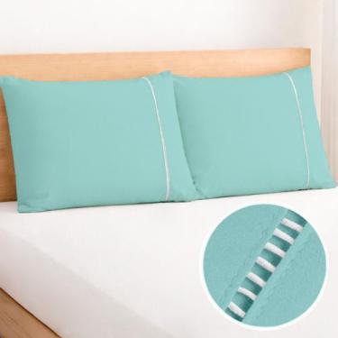 Imagem de Kit 2 Fronhas Ponto Palito Tamanho Especial 90x50cm Percal 200 Fios 10