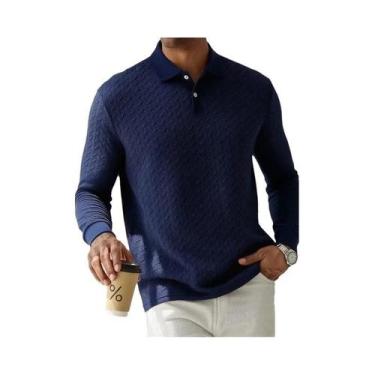 Imagem de Camisa Polo Masculina De Manga Longa Casual Para Negócios, T-Shirt De 