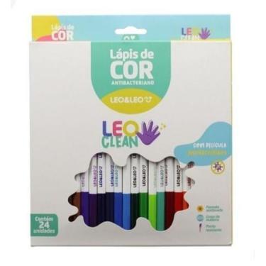 Imagem de Lápis De Cor Antibacteriano Leo Clean C/24 Cores- Leonora Ref. 72113 L