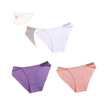 Imagem de Calcinhas De Algodão Listradas Para Mulheres 3PCS Lingerie Sexy Respir