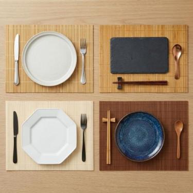 Imagem de 2 Jogos Americano Bambu Natural Mesa Posta Lugar Prato Cozinha Decoraç