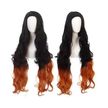 Imagem de Peruca Sintética Verde E Rosa Longa Para Cosplay De Kanroji Mitsuri De