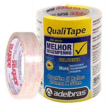 Imagem de Fita Adesiva para Etiquetas e Embalagem Qualitape 24mmx50m Kit c/ 10 -