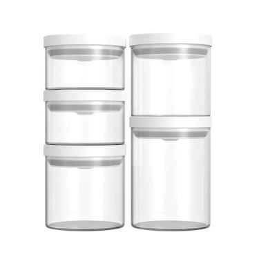 Imagem de Kit 5 Potes Vidro Hermético Alimentos 350ml 700ml 1Litro - 3KAM