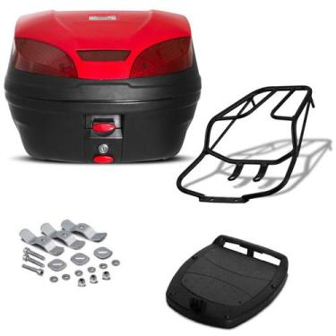 Imagem de Baú 30 Litros Pro Tork + Bagageiro Sansão Motos, VERMELHO, FAN 125 200