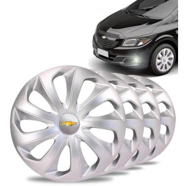 Imagem de Jogo 4 Calota Velox Aro 14 Prata Gm Onix Celta Corsa Agile - Elitte