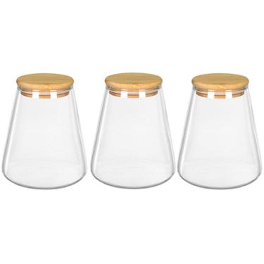Imagem de KIT 3 POTES MANTIMENTOS HOME&CO COM TAMPA BAMBU BOROSSILICATO 950ml 13x8x8