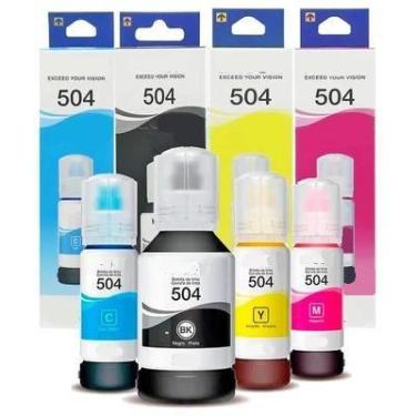 Imagem de kit 04 Tinta para recarga T504 504 para impressora tank L4150, L4260 E